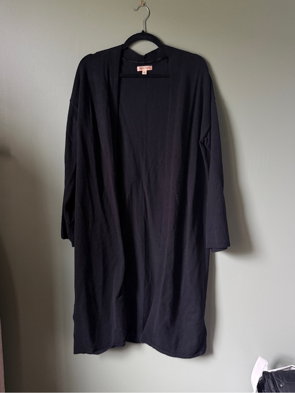 Prologue - Black Open-Front Long Cardigan Jacket - Size S
